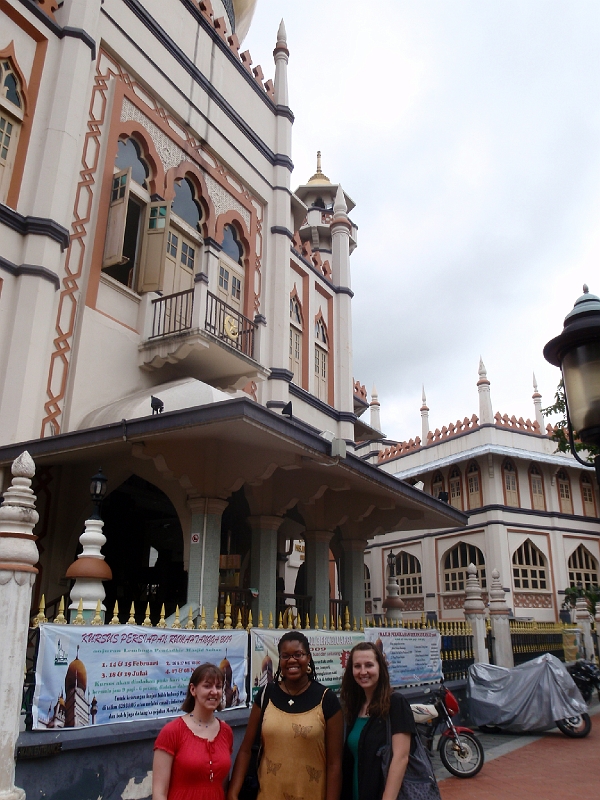 outside with J and M.JPG - Me, Nikki, and Megan outside the mosque